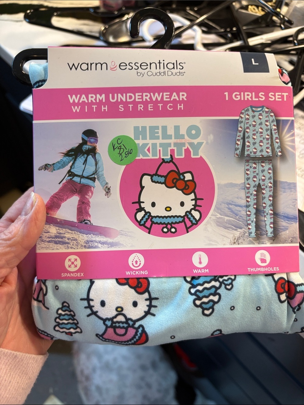 Essentials Hello Kitty Light Blue Girls Thermal Underwear Set